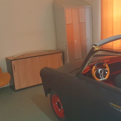 der Autosimulator in einem umgebauten Trabant